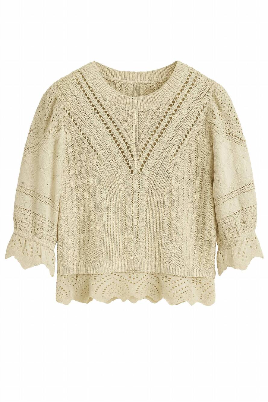 NEW ANOTHER LOVE women's sabine crochet knit top in vintage cream